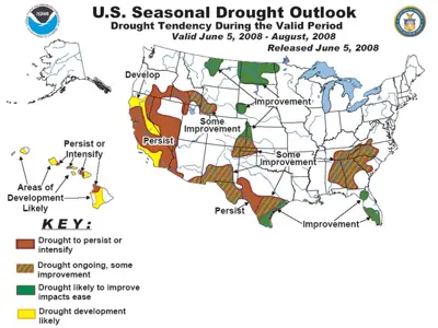 Drought forecast for summer, 2008