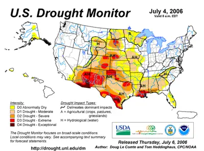 U.S. drought conditions, 7/4/06