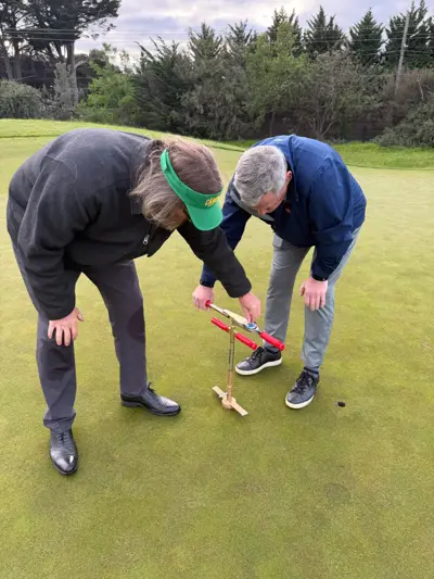 shear strength tester on a putting green