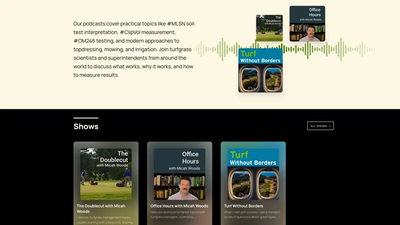 screenshot of Micah Woods podcast network home page