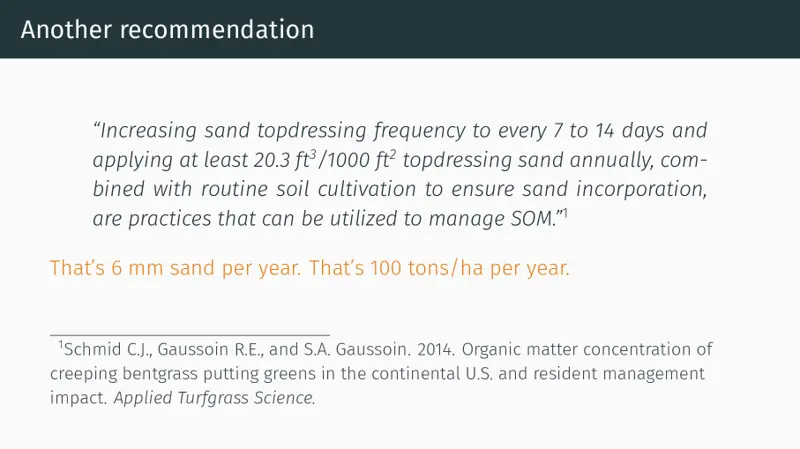 sand topdressing recommendation from Schmid et al.